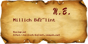 Millich Bálint névjegykártya